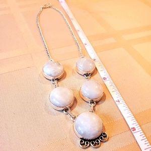 New 925 Sterling Silver & Multi-Stone Moonstone Necklace - Handmade 16" VDay